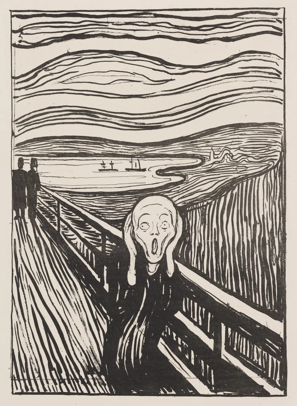 The black 1895 lithograph of Munch’s The Scream