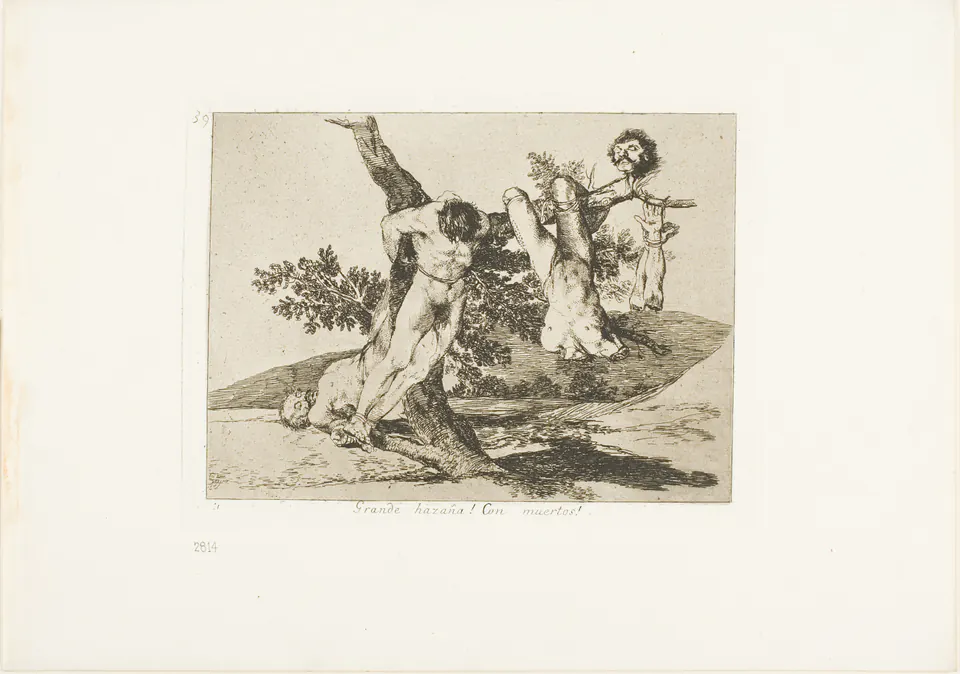 Mutilated bodies arranged on a tree in Goya’s unflinching Disasters of War plate