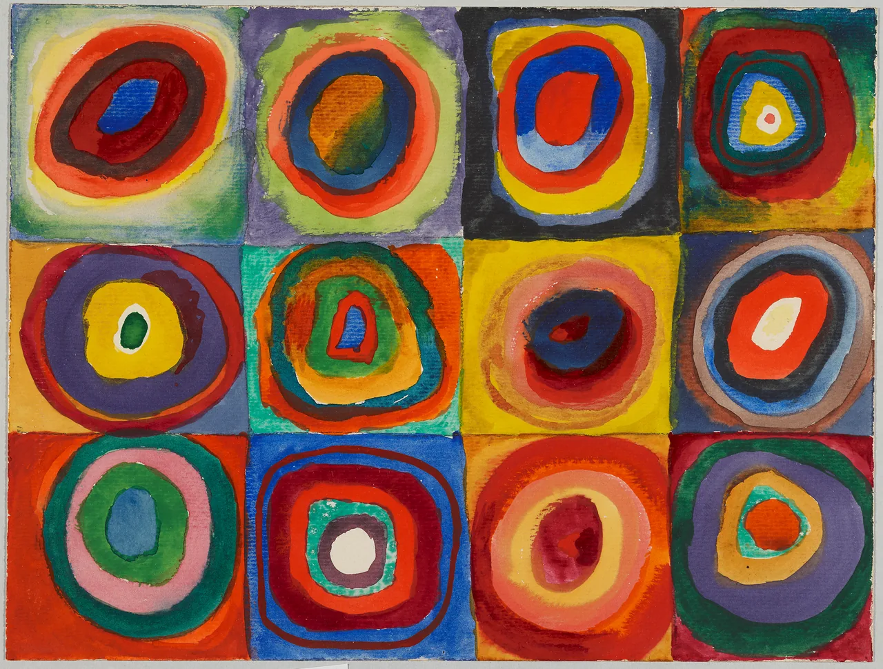 The complete twelve-part colour study, including irregular ring edges and the narrow pale paper margin