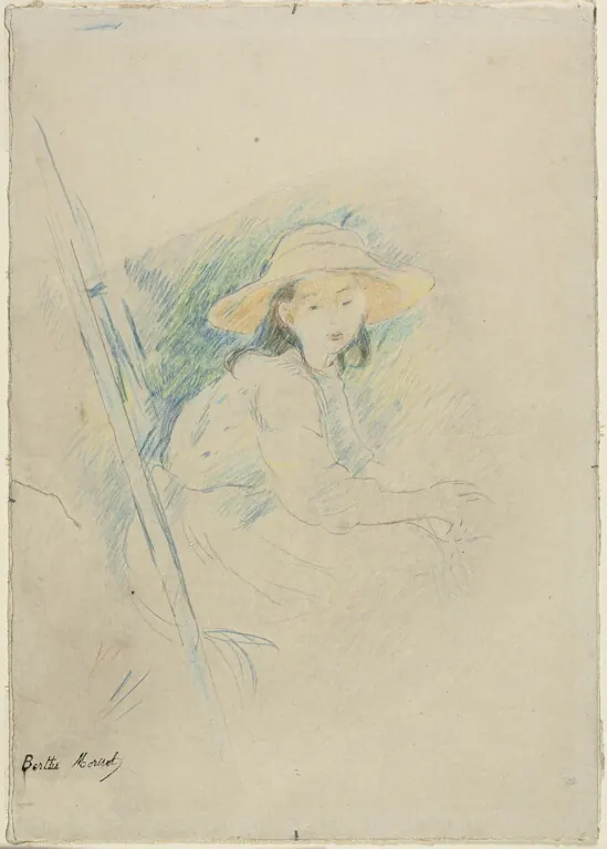 Seated Girl by Berthe Morisot, a coloured-pencil study of Julie Manet in a chair