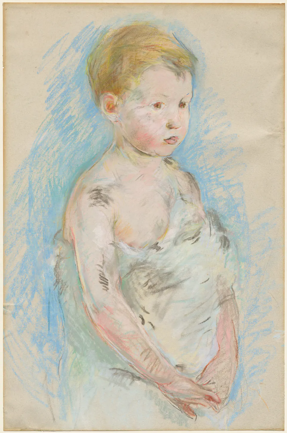 Young Saint John by Berthe Morisot, a pastel study of a standing boy holding a cross