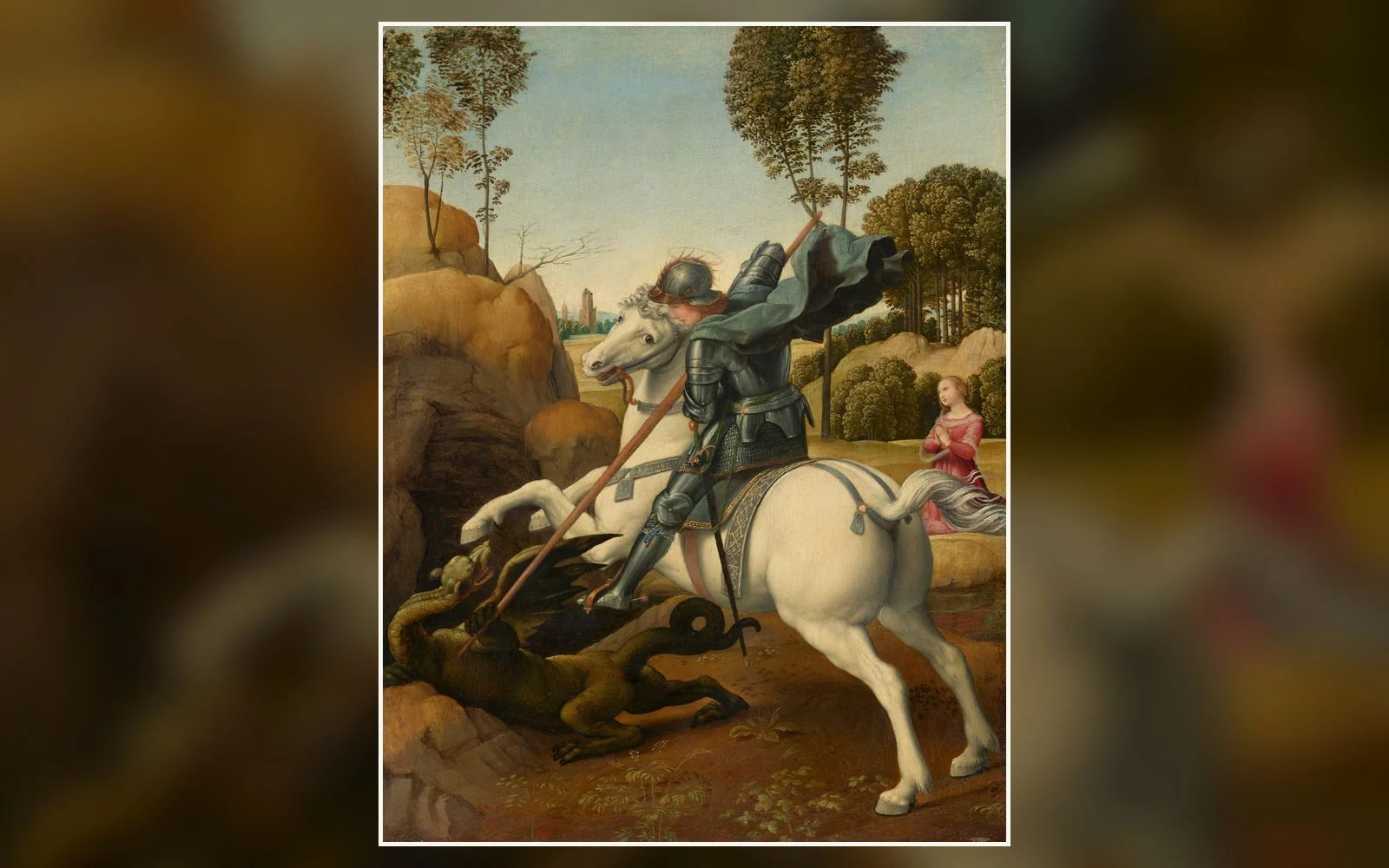 Saint George and the Dragon by Raphael, from the National Gallery of Art's public-domain open-access record