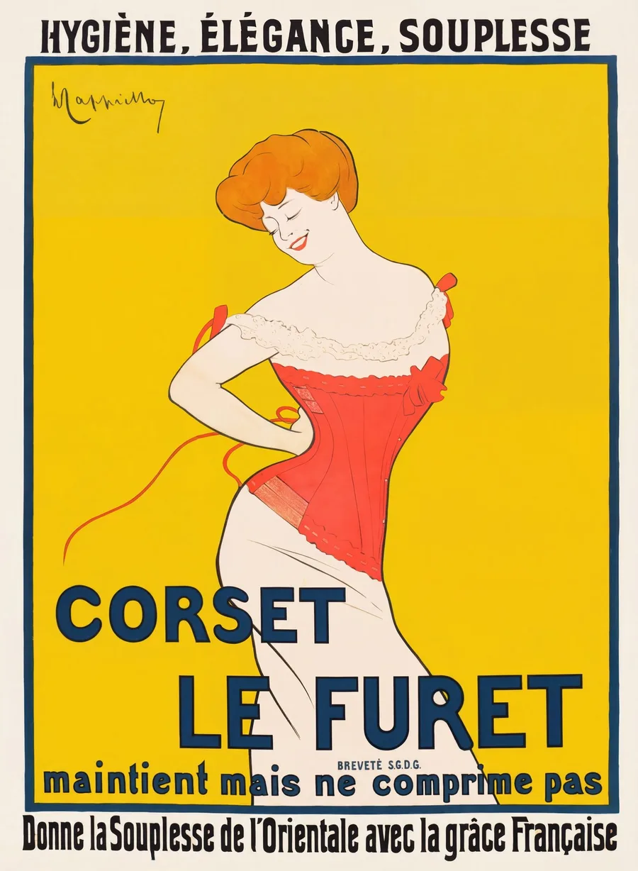 Corset Le Furet (1901), Leonetto Cappiello — restored fine-art print