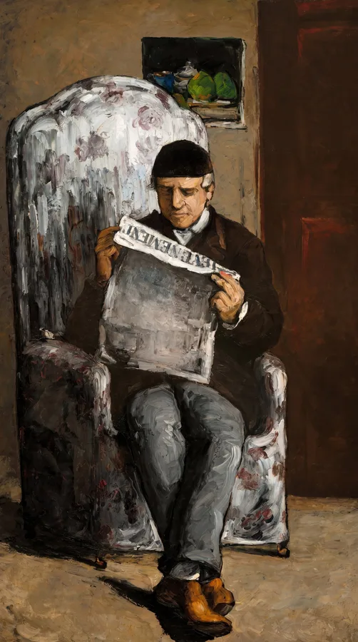The Artist's Father, Reading L'Événement (1866), Paul Cézanne — restored fine-art print