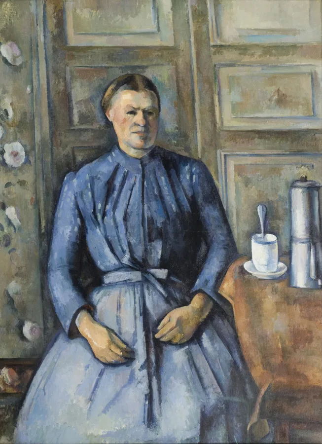 Woman with a Coffeepot (1895), Paul Cézanne — restored fine-art print