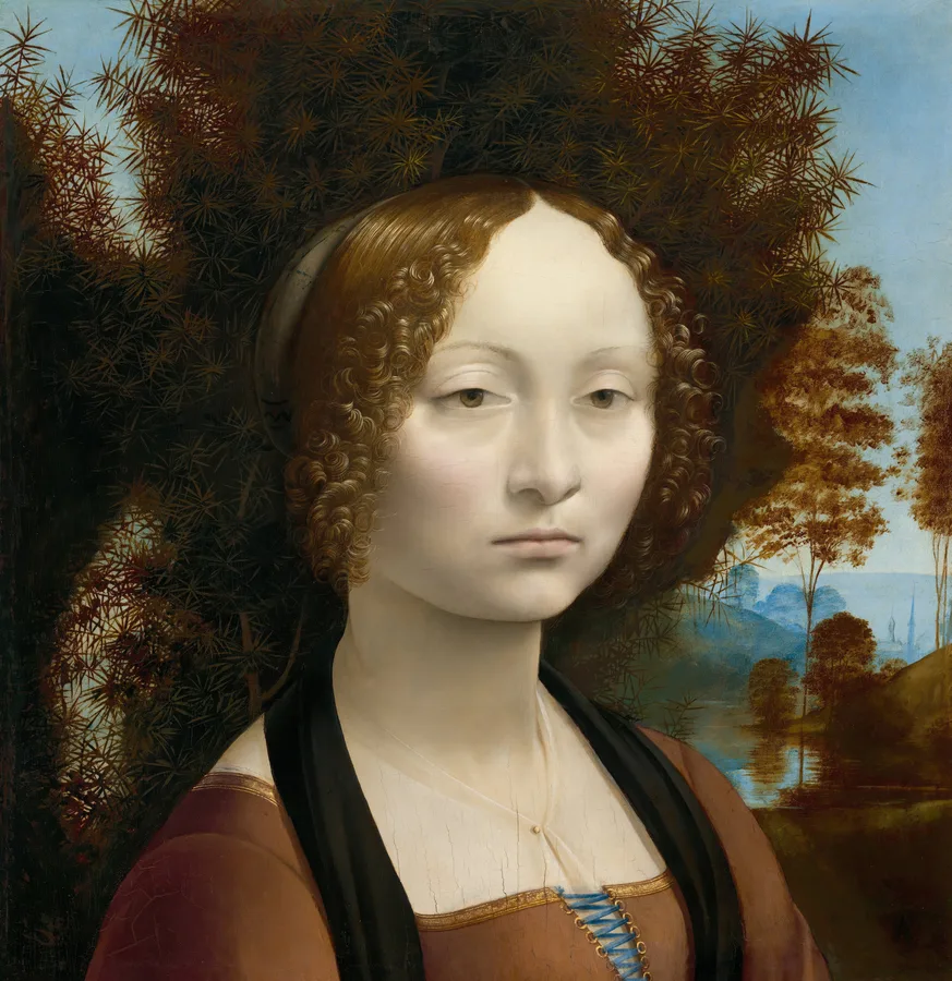 Ginevra de' Benci (c. 1474–1478), Leonardo da Vinci — restored fine-art print