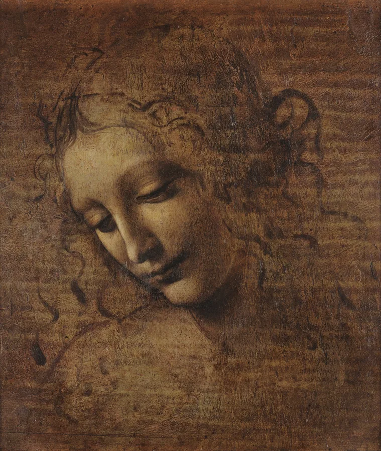 Head of a Woman (La Scapigliata) (c. 1506–1508), Leonardo da Vinci — restored fine-art print