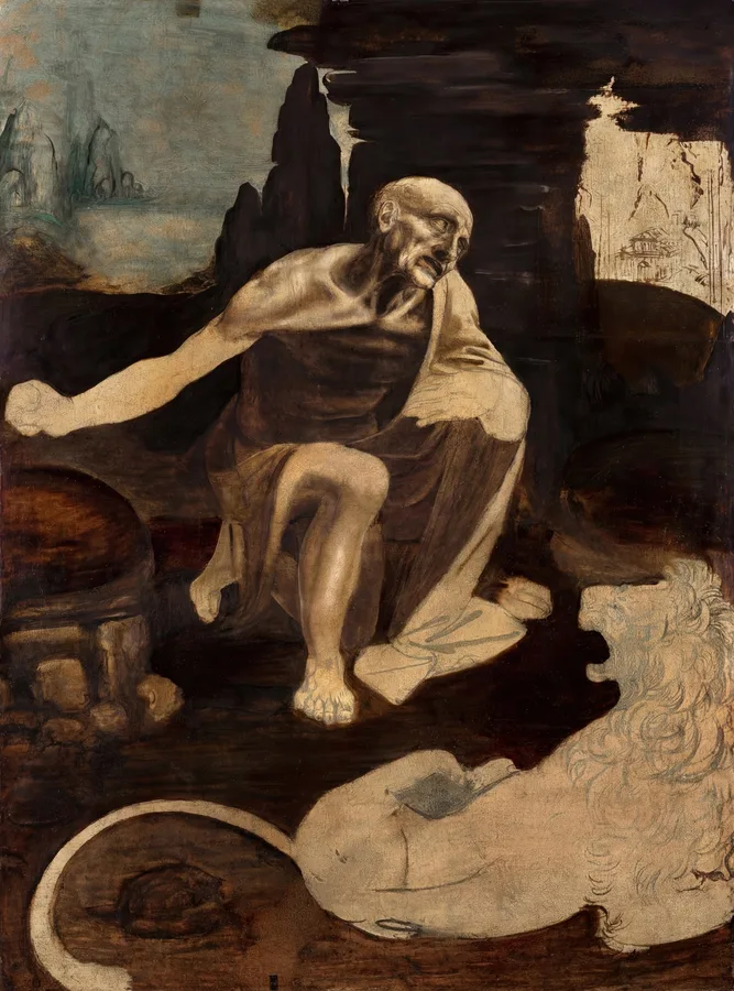 Saint Jerome in the Wilderness (c. 1480–1482), Leonardo da Vinci — restored fine-art print