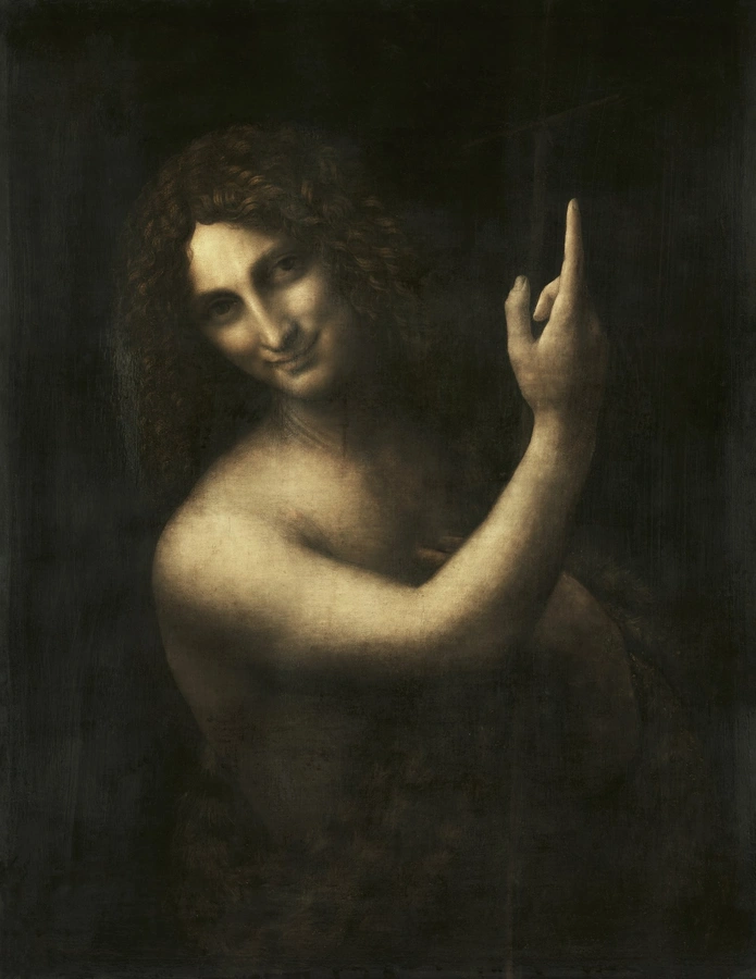 Saint John the Baptist (c. 1513–1516), Leonardo da Vinci — restored fine-art print