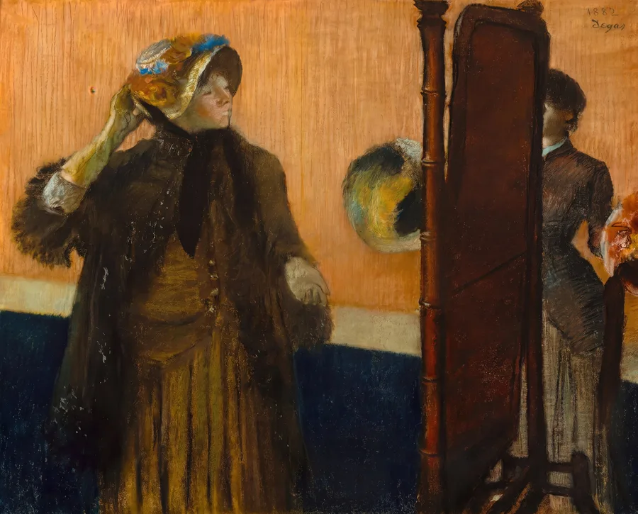 At the Milliner's (1882), Edgar Degas — restored fine-art print