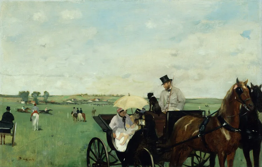 At the Races in the Countryside (1869), Edgar Degas — restored fine-art print