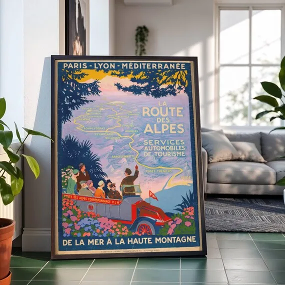 La Route des Alpes — de la Mer à la Haute Montagne (c. 1920), Roger Broders — restored fine-art print