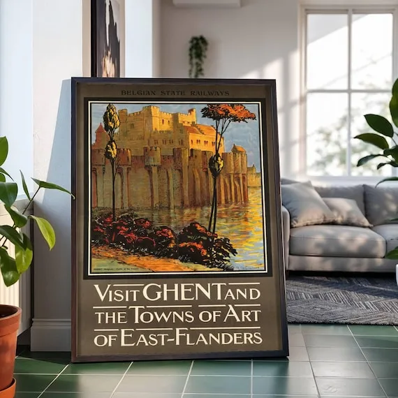 Visit Ghent and the Towns of Art of East-Flanders (1920), René De Cramer — restored fine-art print