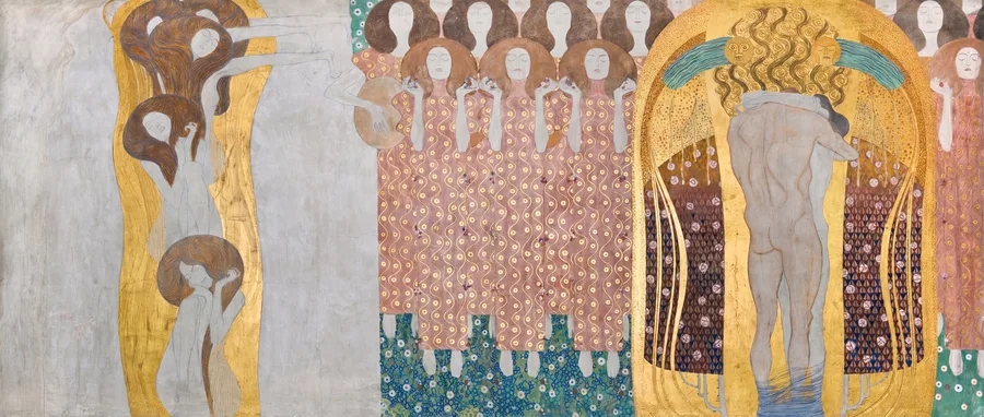 Beethoven Frieze: The Choir of Angels (1902), Gustav Klimt — restored fine-art print