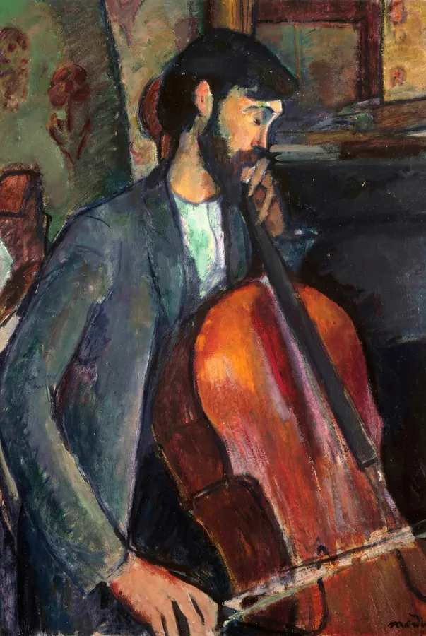 The Cellist (1909), Amedeo Modigliani — restored fine-art print