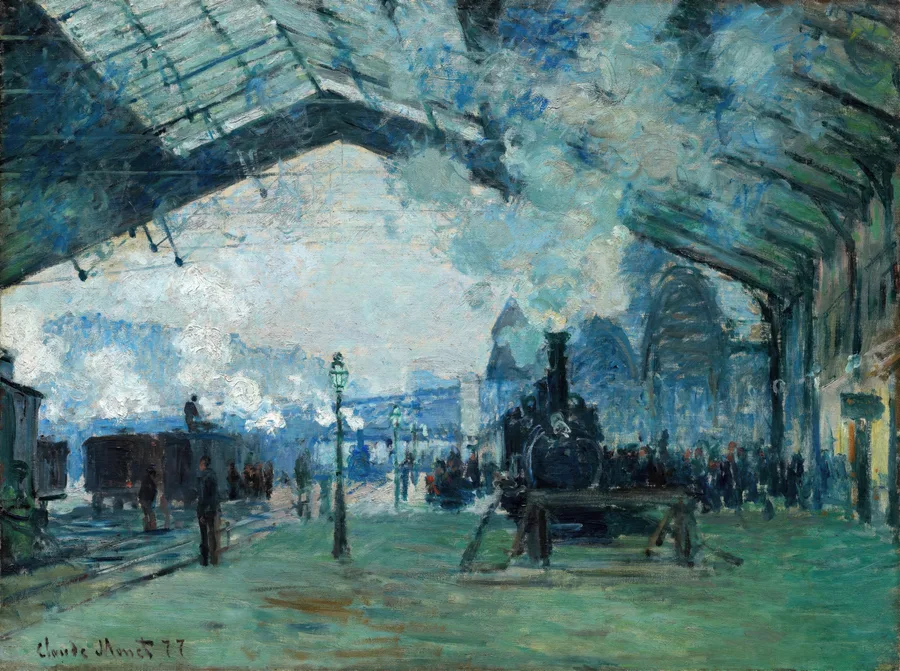 Arrival of the Normandy Train, Gare Saint-Lazare (1877), Claude Monet — restored fine-art print
