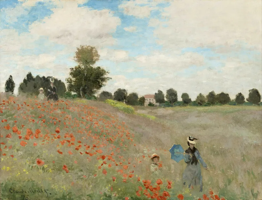 Poppies (1873), Claude Monet — restored fine-art print