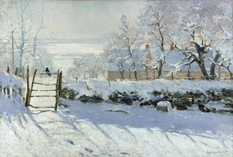 The Magpie (1868–69), Claude Monet — restored fine-art print
