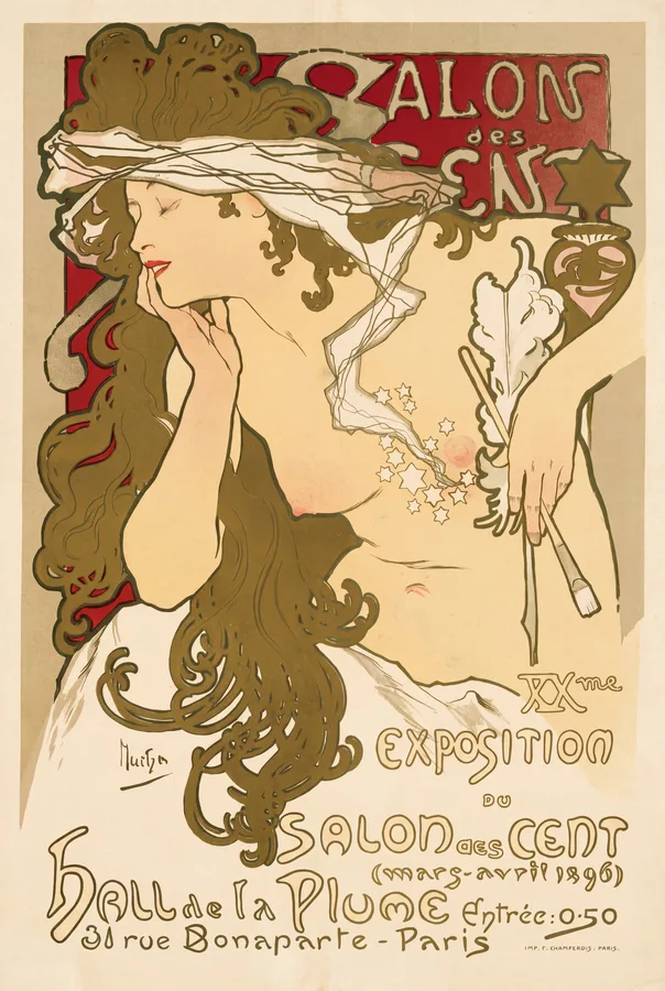 Salon des Cent: XXth Exhibition (1896), Alphonse Mucha — restored fine-art print