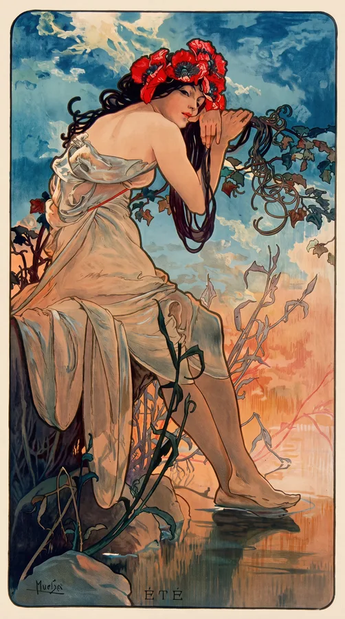 Summer (Été) (1896), Alphonse Mucha — restored fine-art print