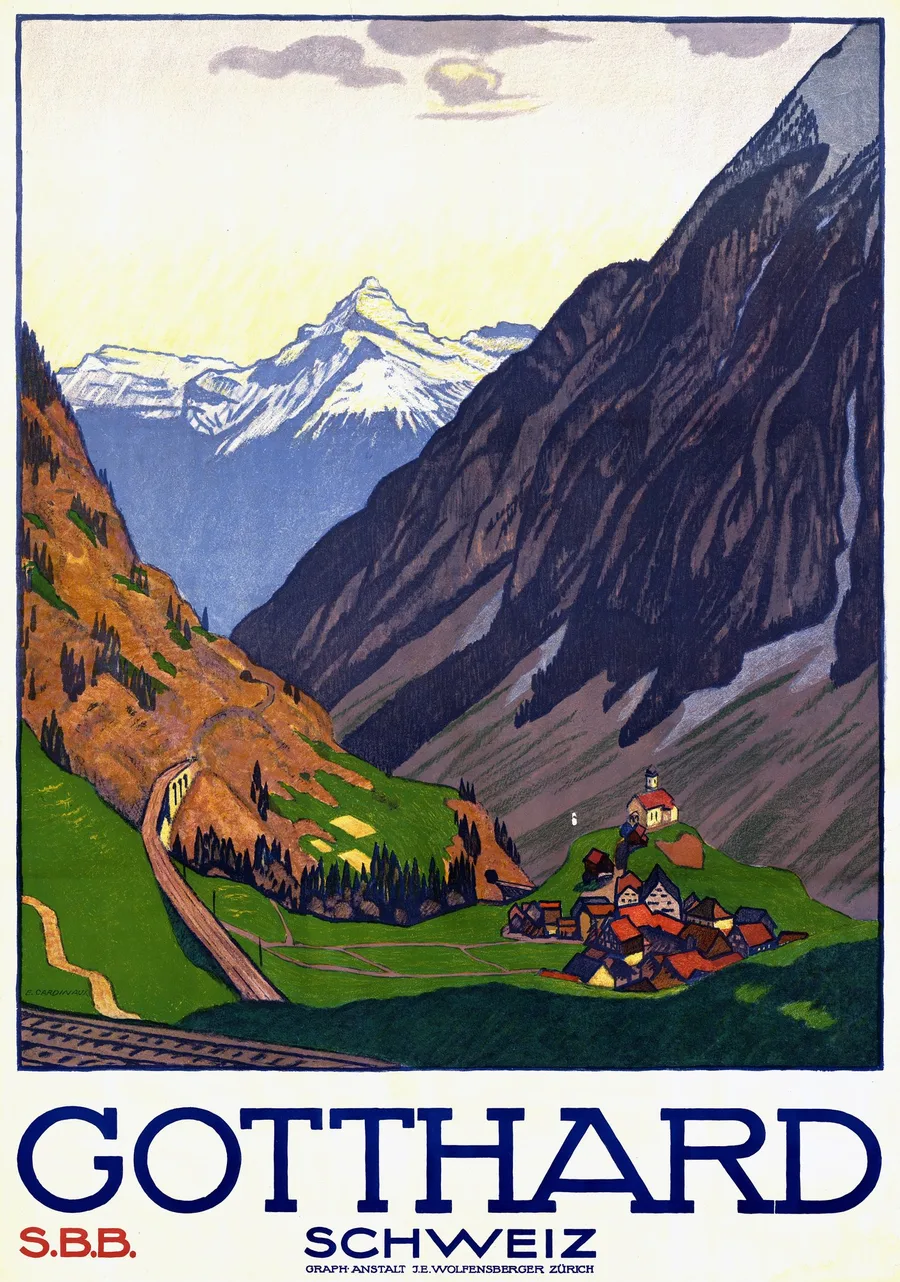 Gotthard — Schweiz (1914), Emil Cardinaux — restored fine-art print