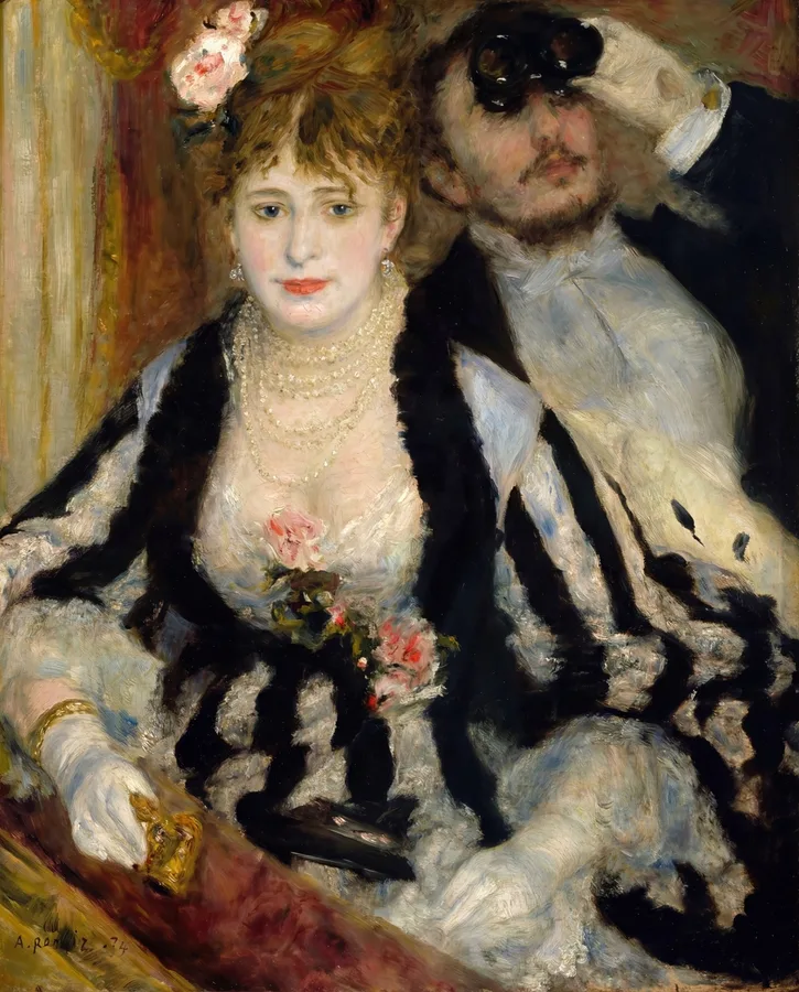 The Theatre Box (La Loge) (1874), Pierre-Auguste Renoir — restored fine-art print