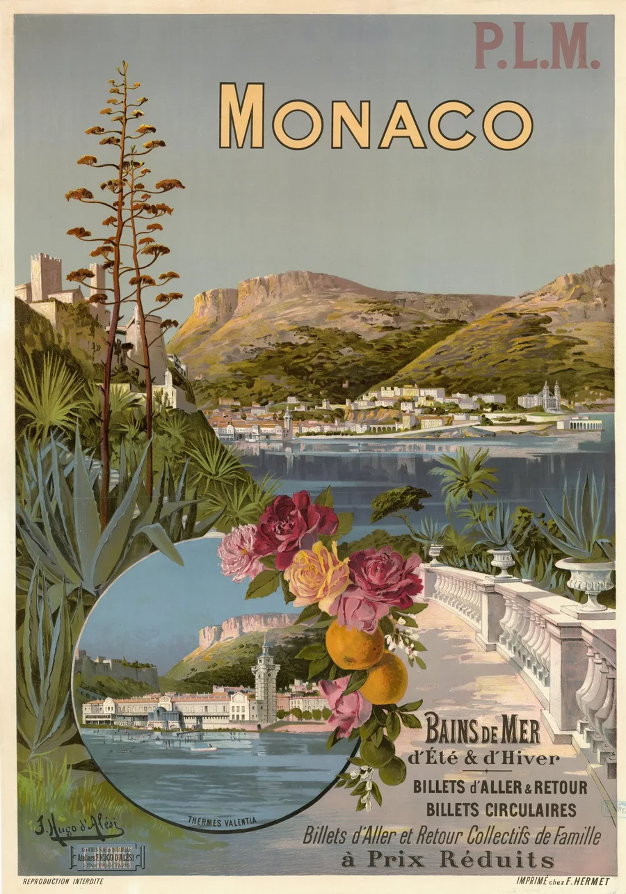 Monaco — Bains de Mer d'Été & d'Hiver by The Riviera & the sea, restored fine-art print
