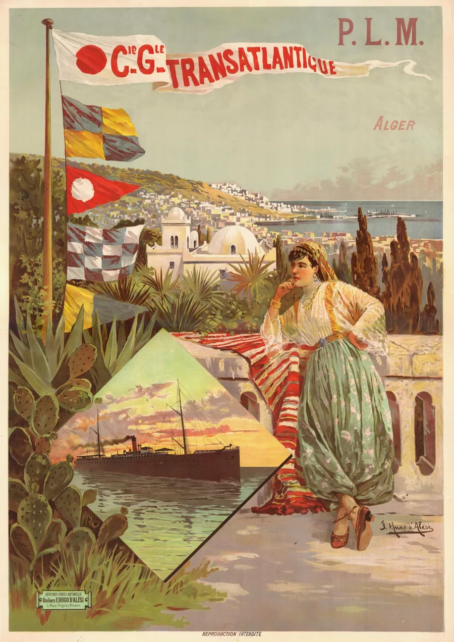 Alger, Cie Générale Transatlantique (1898), F. Hugo d'Alési — restored fine-art print