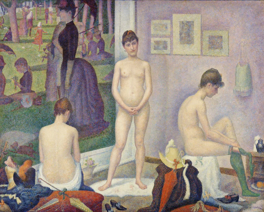 Models (Poseuses) (1886–1888), Georges Seurat — restored fine-art print