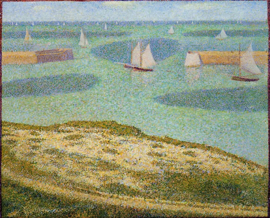 Port-en-Bessin, Entrance to the Outer Harbor (1888), Georges Seurat — restored fine-art print