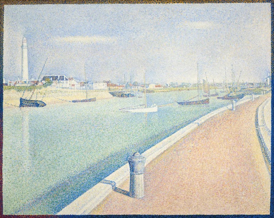 The Channel of Gravelines, Petit Fort Philippe (1890), Georges Seurat — restored fine-art print