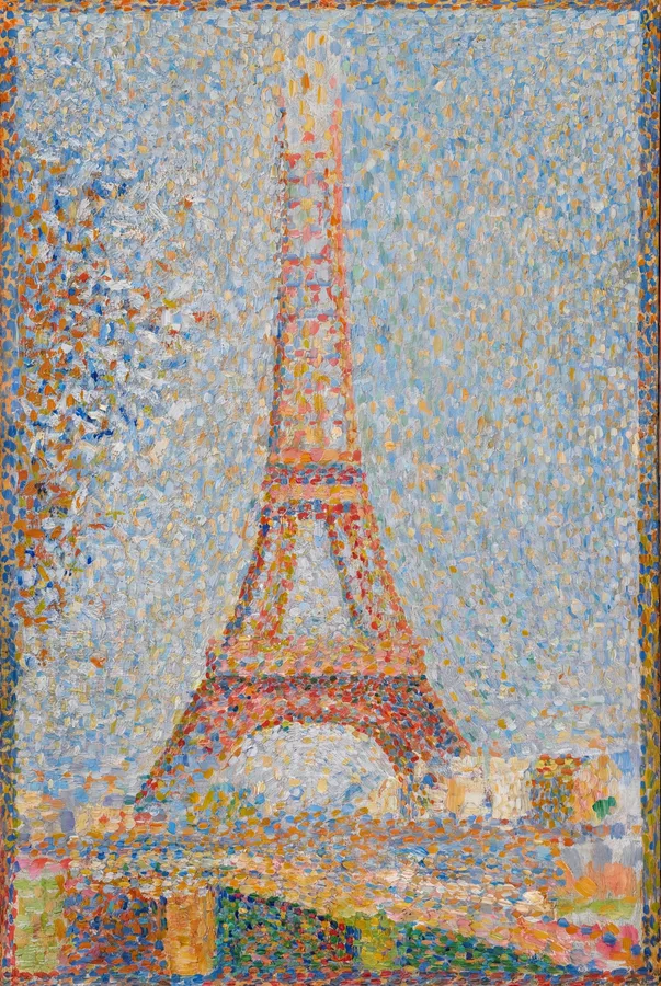 The Eiffel Tower (1889), Georges Seurat — restored fine-art print