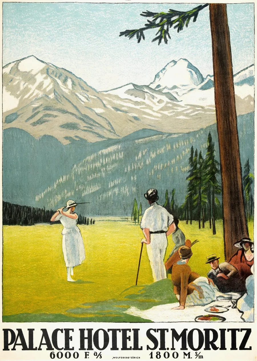 Palace Hotel St. Moritz (1920), Emil Cardinaux — restored fine-art print