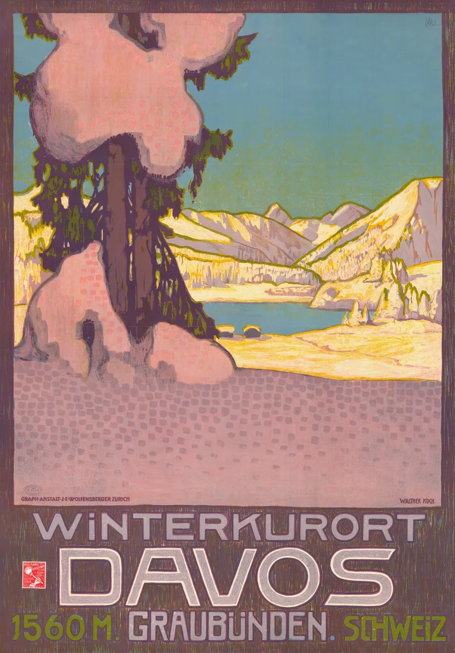 Winterkurort Davos (c. 1905–1910), Walther Koch — restored fine-art print