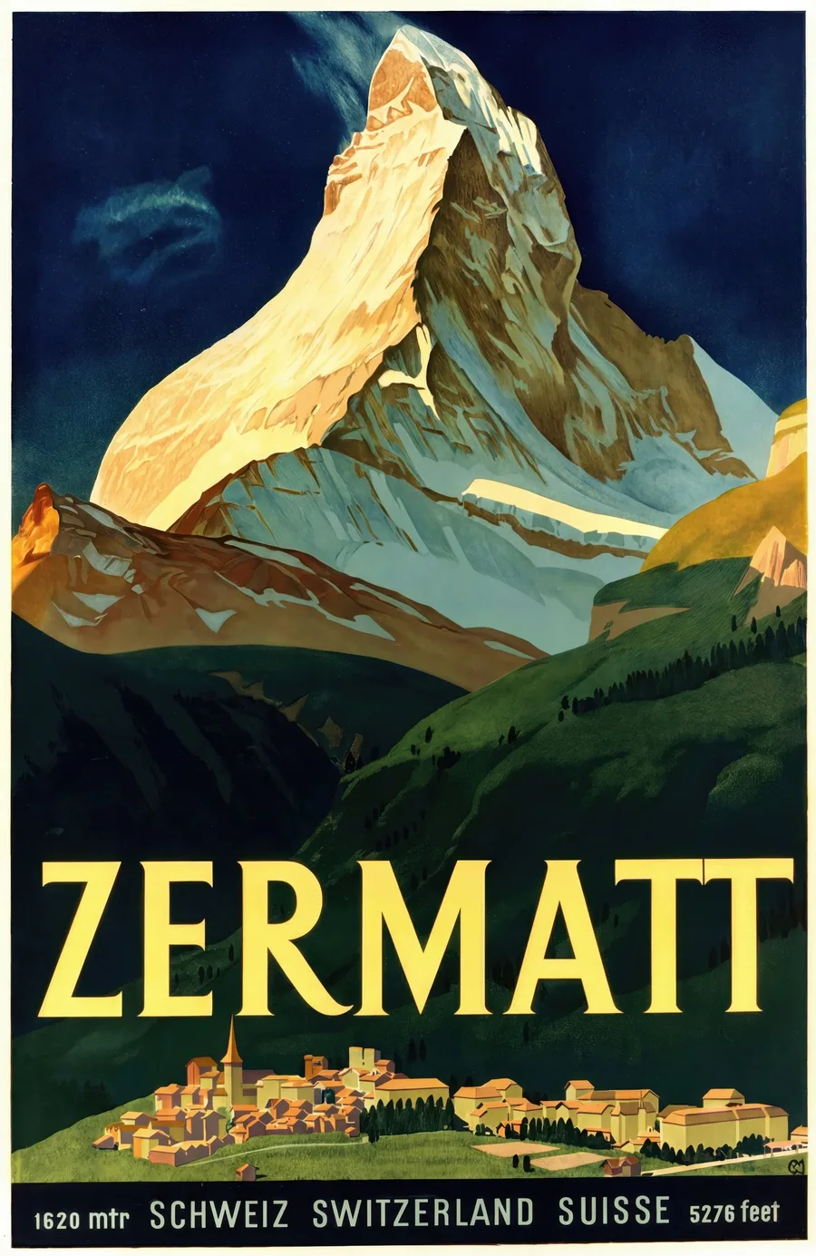 Zermatt – Matterhorn by The Swiss Alps, restored fine-art print