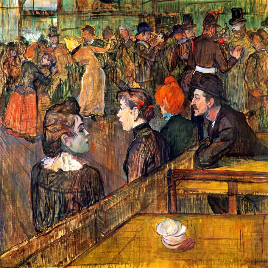 Ball at the Moulin de la Galette (1889), Henri de Toulouse-Lautrec — restored fine-art print