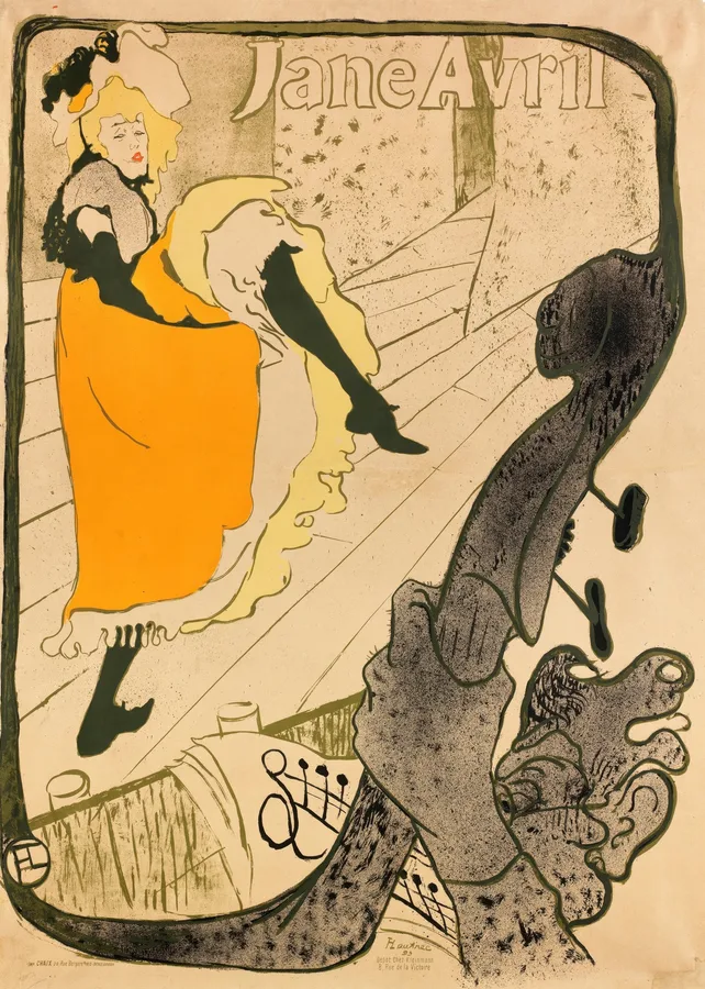 Jane Avril (1893), Henri de Toulouse-Lautrec — restored fine-art print