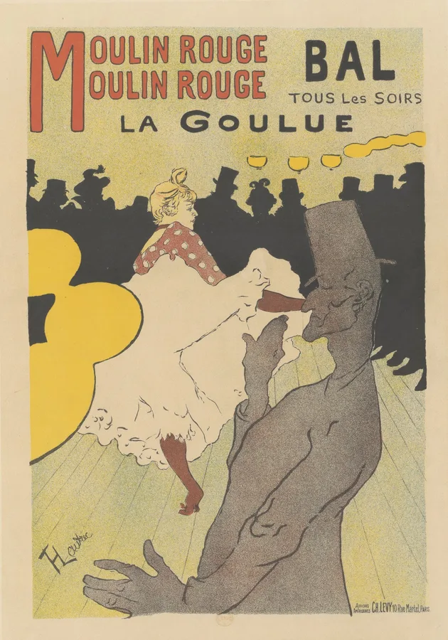 Moulin Rouge: La Goulue (1891), Henri de Toulouse-Lautrec — restored fine-art print
