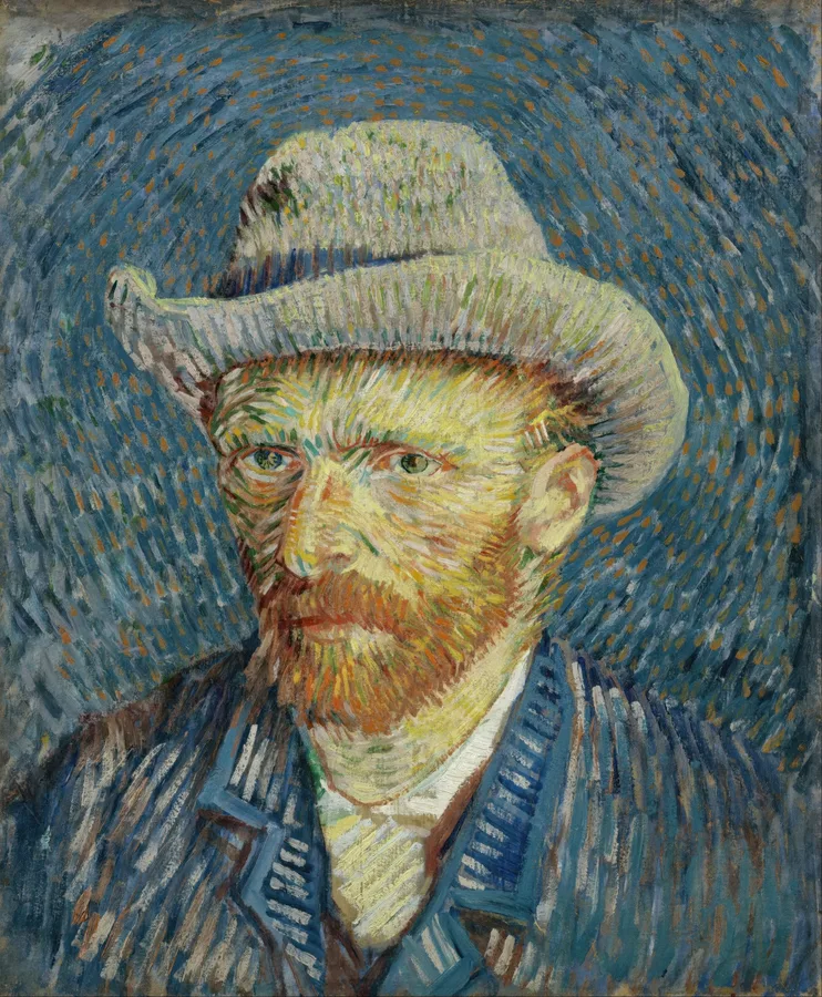 Self-Portrait with Grey Felt Hat (1887), Vincent van Gogh — restored fine-art print