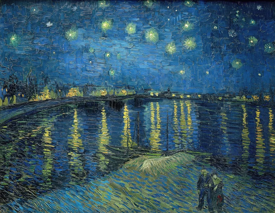 Starry Night Over the Rhône (1888), Vincent van Gogh — restored fine-art print