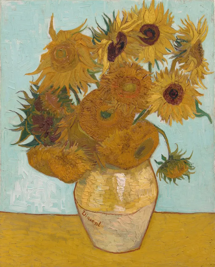 Sunflowers (1888), Vincent van Gogh — restored fine-art print