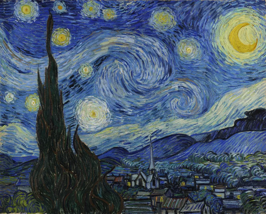 The Starry Night by Vincent van Gogh, restored fine-art print