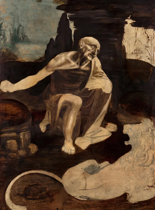 Saint Jerome in the Wilderness (c. 1480–1482) by Leonardo da Vinci — free 4K wallpaper
