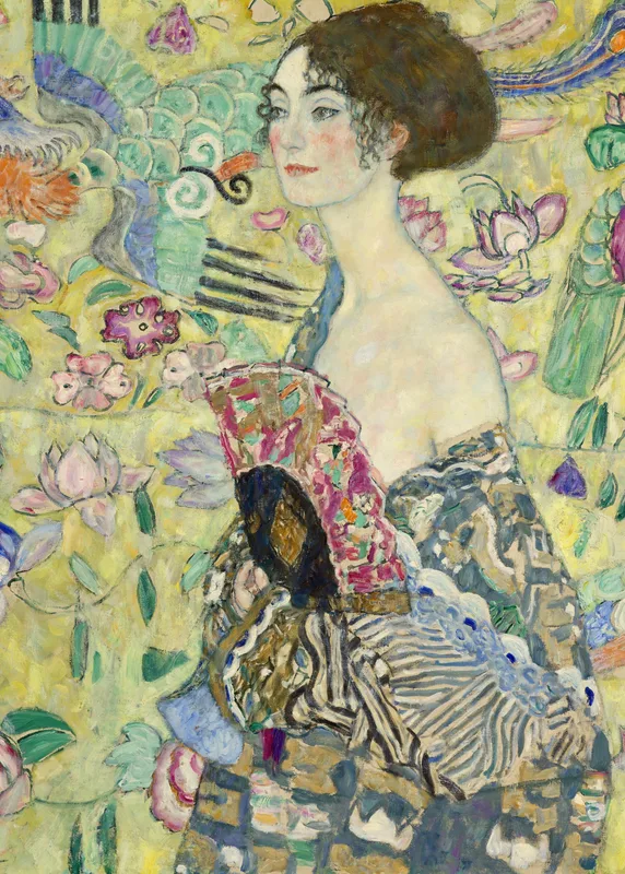 Lady with a Fan (1917–1918) by Gustav Klimt — free 4K wallpaper