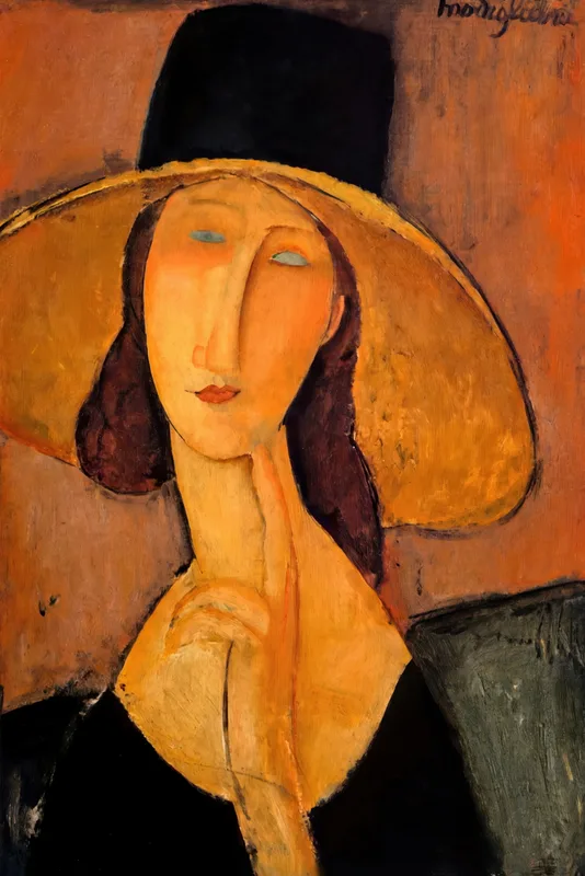 Jeanne Hébuterne with Large Hat (1918) by Amedeo Modigliani — free 4K wallpaper