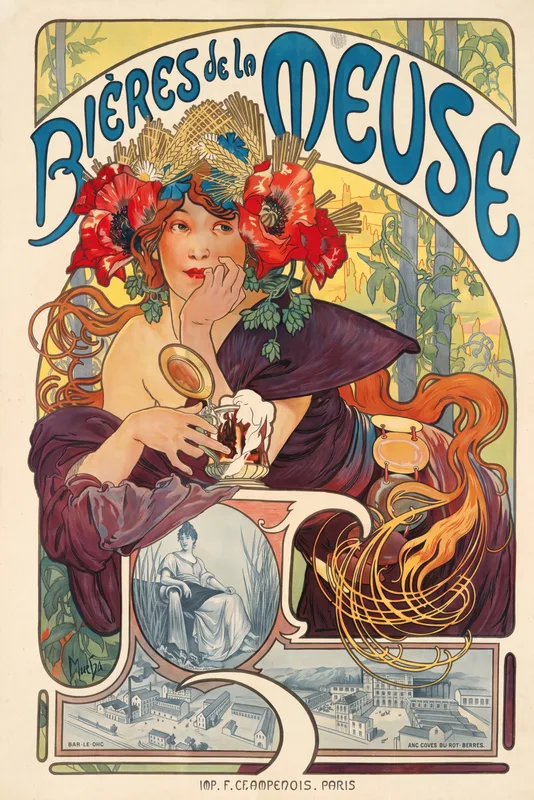 Bières de la Meuse (1897) by Alphonse Mucha — free 4K wallpaper