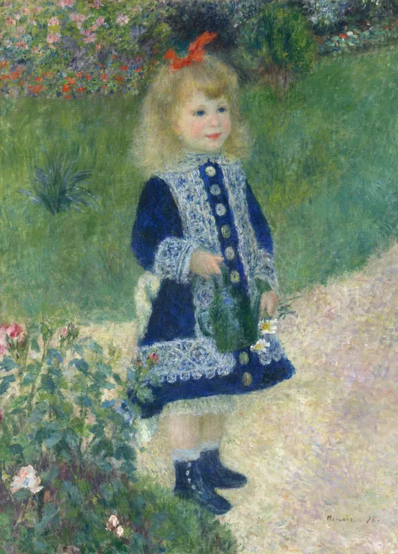 A Girl with a Watering Can (1876) by Pierre-Auguste Renoir — free 4K wallpaper
