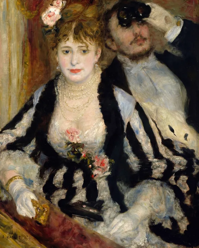 The Theatre Box (La Loge) (1874) by Pierre-Auguste Renoir — free 4K wallpaper