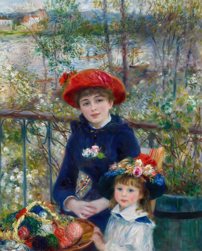 Two Sisters (On the Terrace) (1881) by Pierre-Auguste Renoir — free 4K wallpaper
