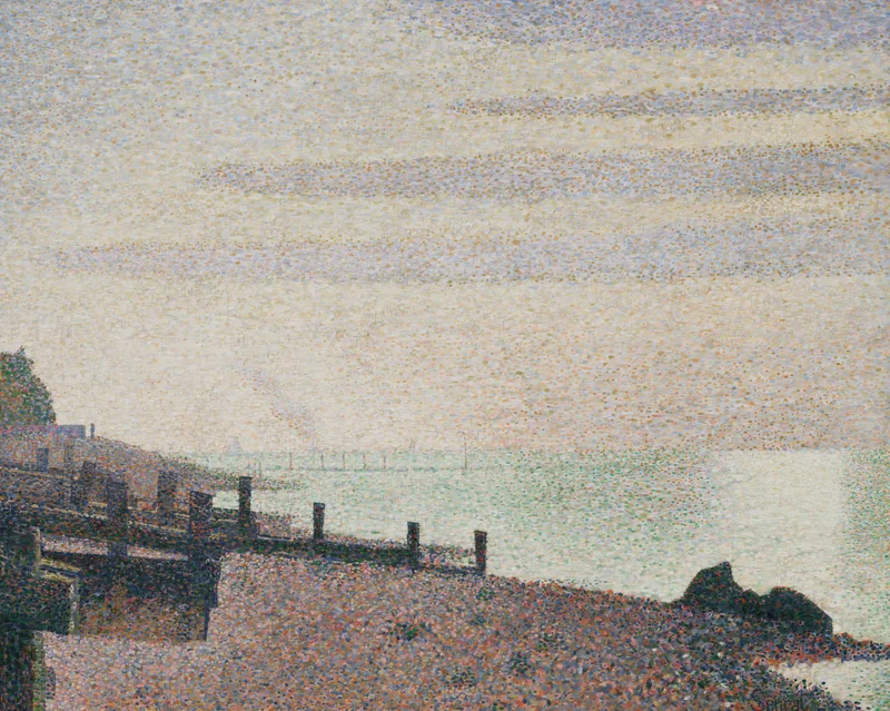 Evening, Honfleur (1886) by Georges Seurat — free 4K wallpaper